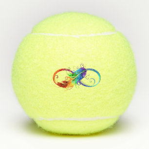 Infinity Symbol with Rainbow Feather Tennis Balls