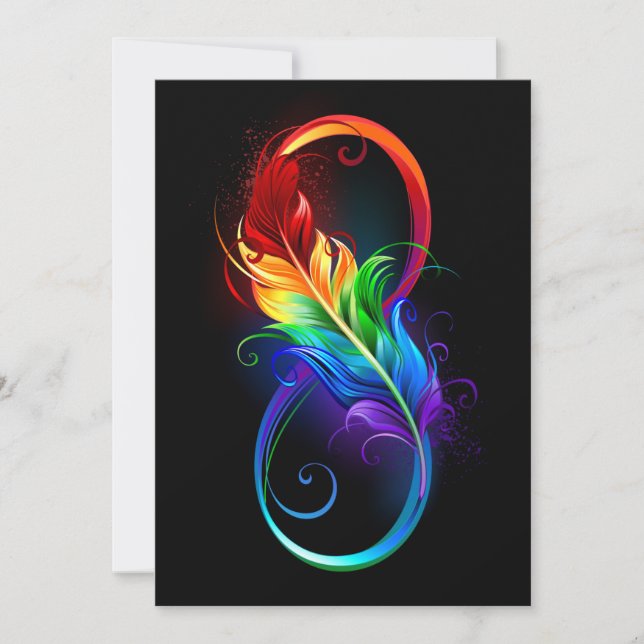 Infinity Symbol with Rainbow Feather Thank You Card (Front)