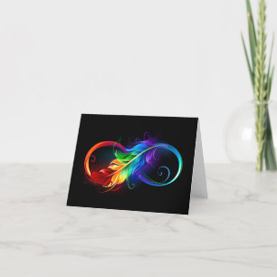 Infinity Symbol with Rainbow Feather Thank You Card