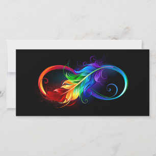 Infinity Symbol with Rainbow Feather Thank You Card