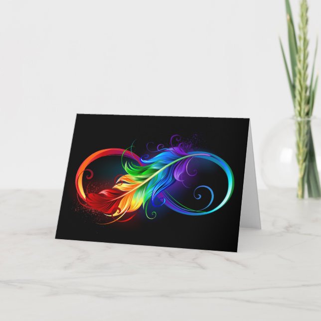 Infinity Symbol with Rainbow Feather Thank You Card (Front)