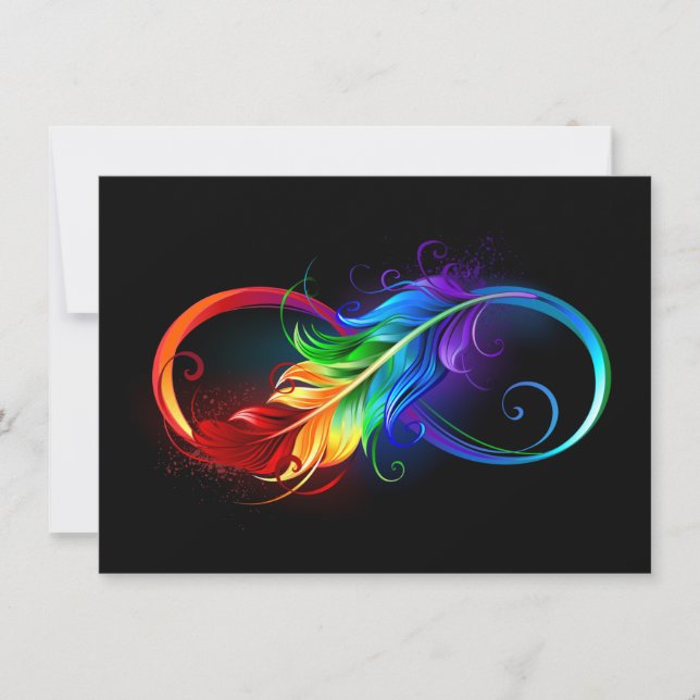 Infinity Symbol with Rainbow Feather Thank You Card (Front)