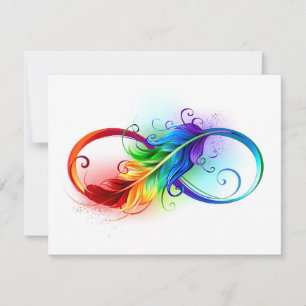 Infinity Symbol with Rainbow Feather Thank You Card