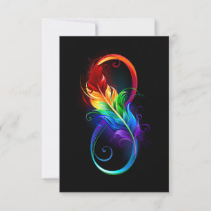 Infinity Symbol with Rainbow Feather Thank You Card