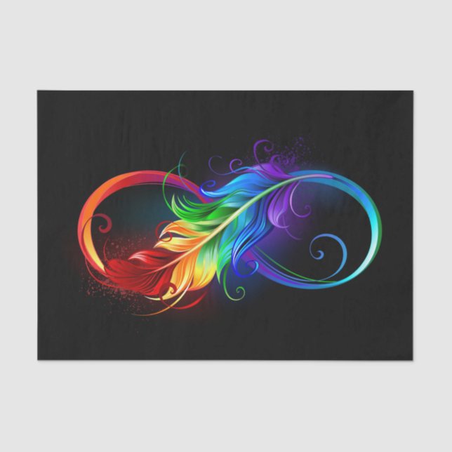 Infinity Symbol with Rainbow Feather Tissue Paper (Front)