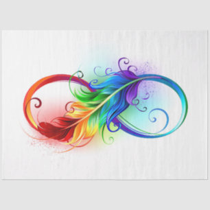 Infinity Symbol with Rainbow Feather Tissue Paper