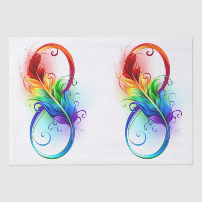 Infinity Symbol with Rainbow Feather Tissue Paper (Front)