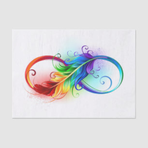 Infinity Symbol with Rainbow Feather Tissue Paper