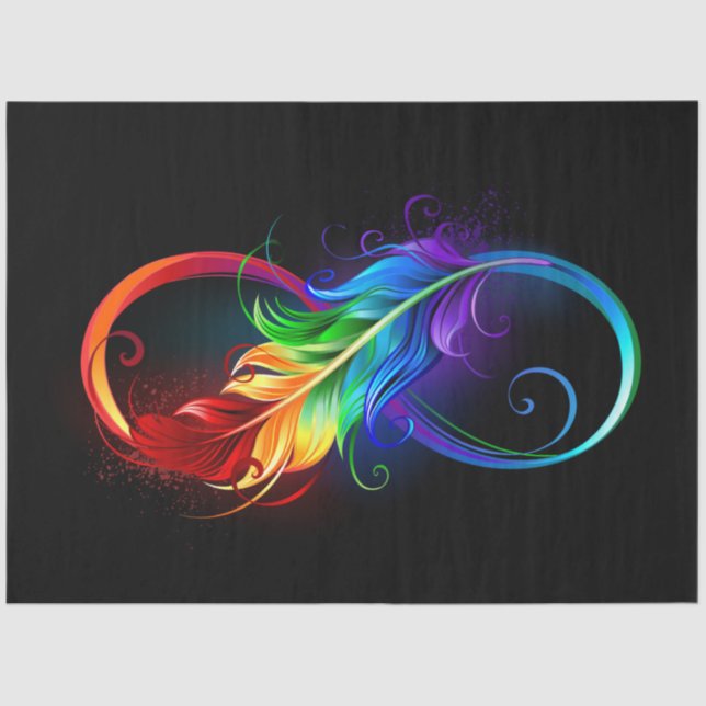 Infinity Symbol with Rainbow Feather Tissue Paper (Front)