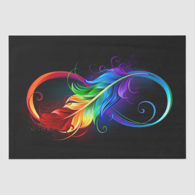 Infinity Symbol with Rainbow Feather Tissue Paper (Front)