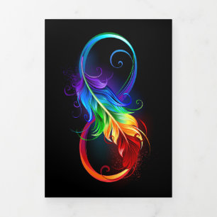 Infinity Symbol with Rainbow Feather Tri-Fold Holiday Card
