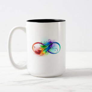 Infinity Symbol with Rainbow Feather Two-Tone Coffee Mug