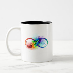 Infinity Symbol with Rainbow Feather Two-Tone Coffee Mug