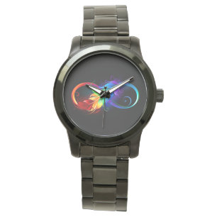 Infinity Symbol with Rainbow Feather Watch