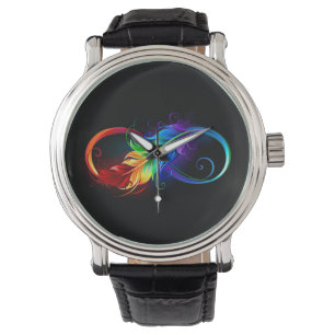 Infinity Symbol with Rainbow Feather Watch