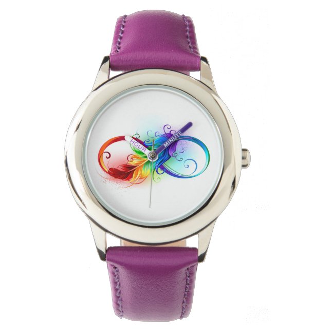Infinity Symbol with Rainbow Feather Watch (Front)