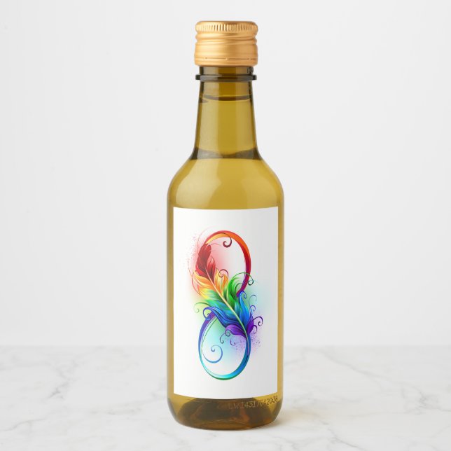 Infinity Symbol with Rainbow Feather Wine Label (Front)