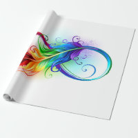Infinity Symbol with Rainbow Feather