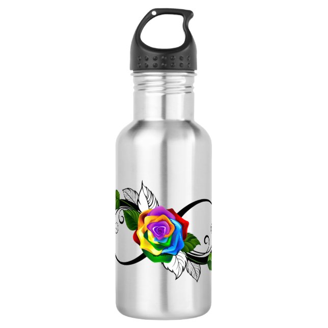 Infinity Symbol with Rainbow Rose 532 Ml Water Bottle (Front)