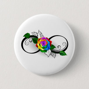 Infinity Symbol with Rainbow Rose 6 Cm Round Badge