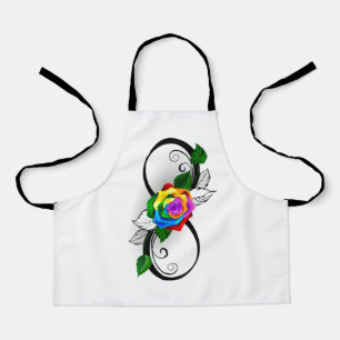 Infinity Symbol with Rainbow Rose Apron