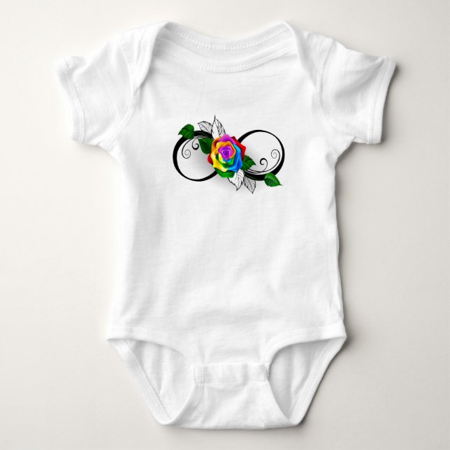 Infinity Symbol with Rainbow Rose Baby Bodysuit (Front)