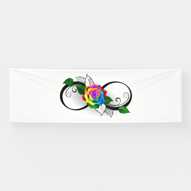 Infinity Symbol with Rainbow Rose Banner (Horizontal)