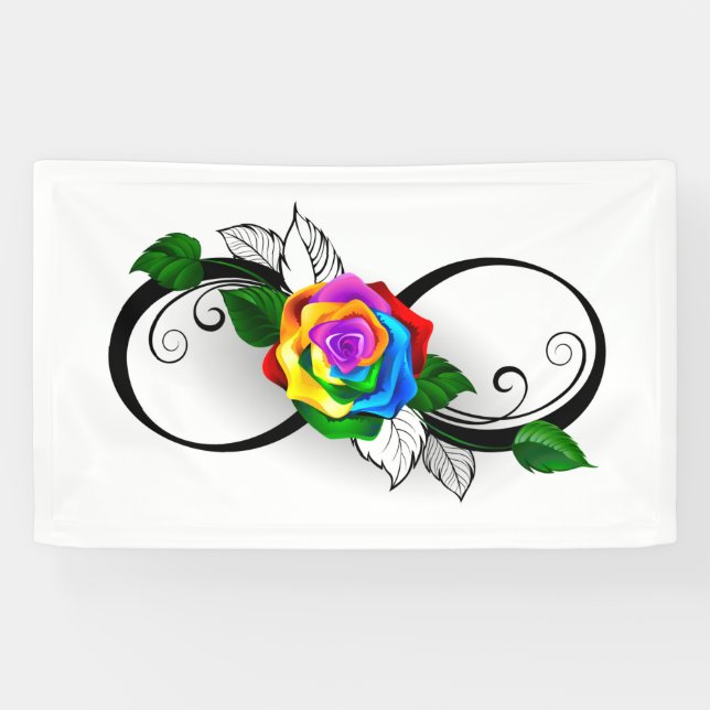 Infinity Symbol with Rainbow Rose Banner (Horizontal)