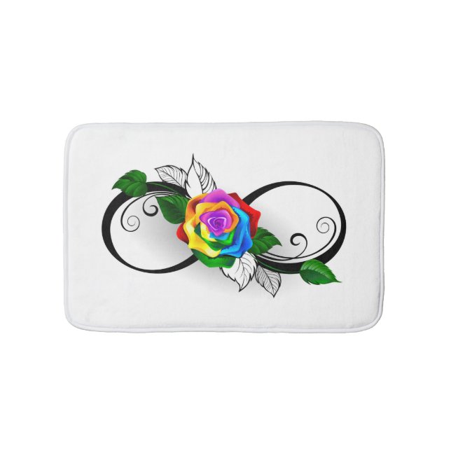 Infinity Symbol with Rainbow Rose Bath Mat (Front)