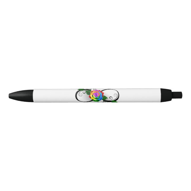 Infinity Symbol with Rainbow Rose Black Ink Pen (Front)