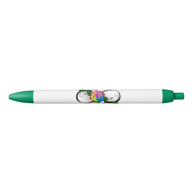 Infinity Symbol with Rainbow Rose Black Ink Pen (Front)
