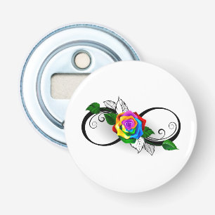 Infinity Symbol with Rainbow Rose Bottle Opener