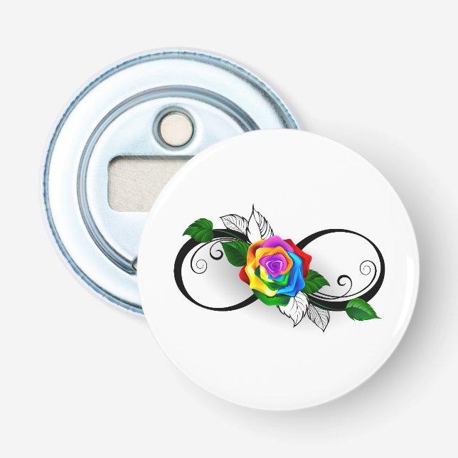Infinity Symbol with Rainbow Rose Bottle Opener (Front)