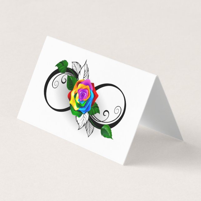 Infinity Symbol with Rainbow Rose Business Card (Front)