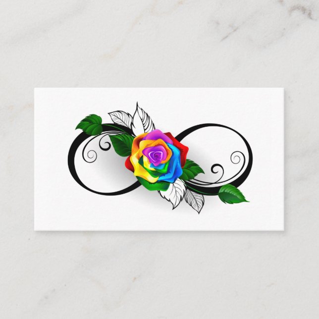 Infinity Symbol with Rainbow Rose Calling Card (Front)