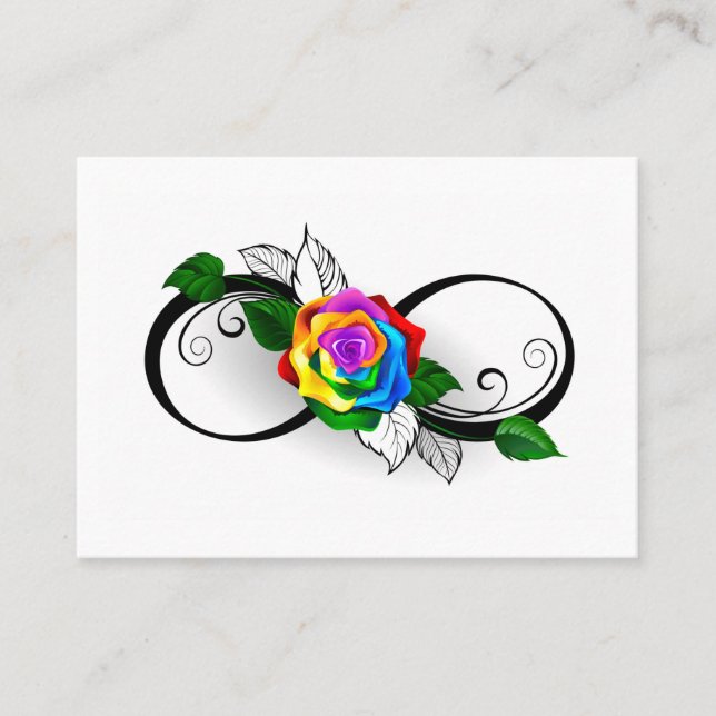 Infinity Symbol with Rainbow Rose Calling Card (Front)