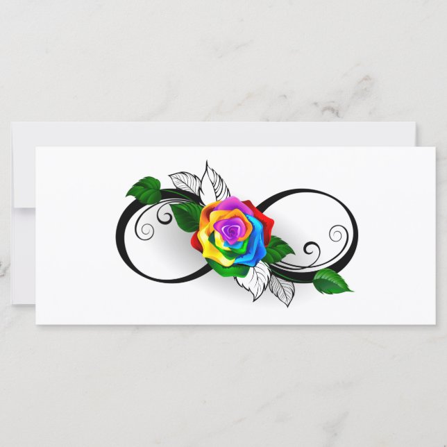 Infinity Symbol with Rainbow Rose Card (Front)