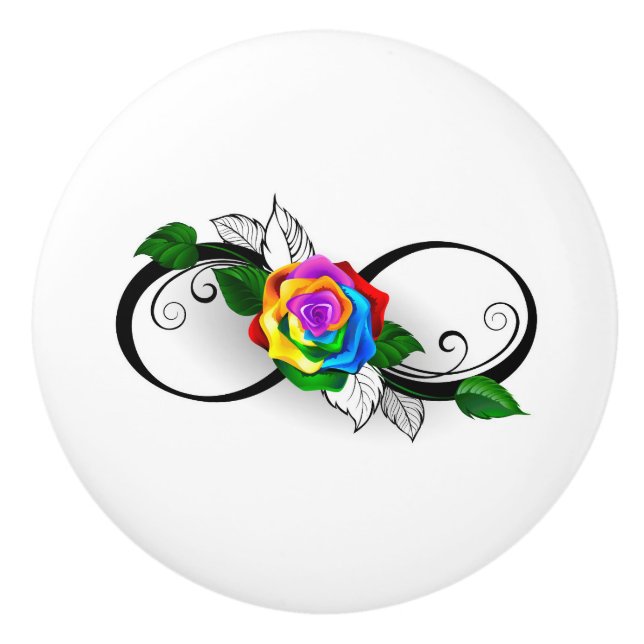 Infinity Symbol with Rainbow Rose Ceramic Knob (Front)