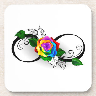 Infinity Symbol with Rainbow Rose Coaster