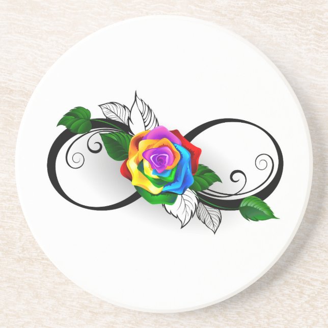 Infinity Symbol with Rainbow Rose Coaster (Front)