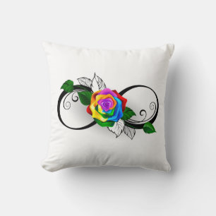 Infinity Symbol with Rainbow Rose Cushion