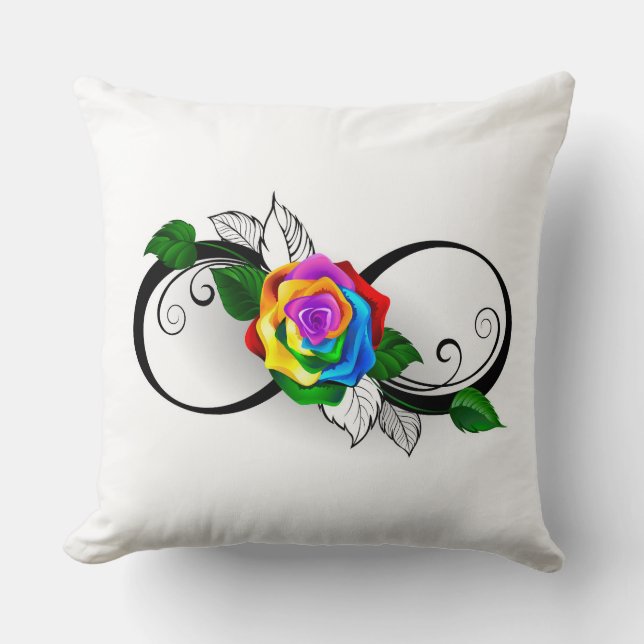 Infinity Symbol with Rainbow Rose Cushion (Front)