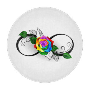 Infinity Symbol with Rainbow Rose Cutting Board