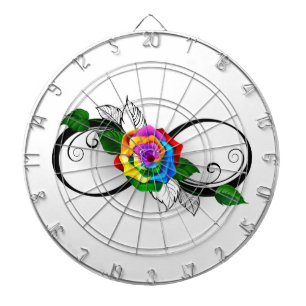 Infinity Symbol with Rainbow Rose Dartboard
