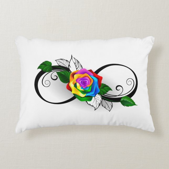 Infinity Symbol with Rainbow Rose Decorative Cushion (Front)