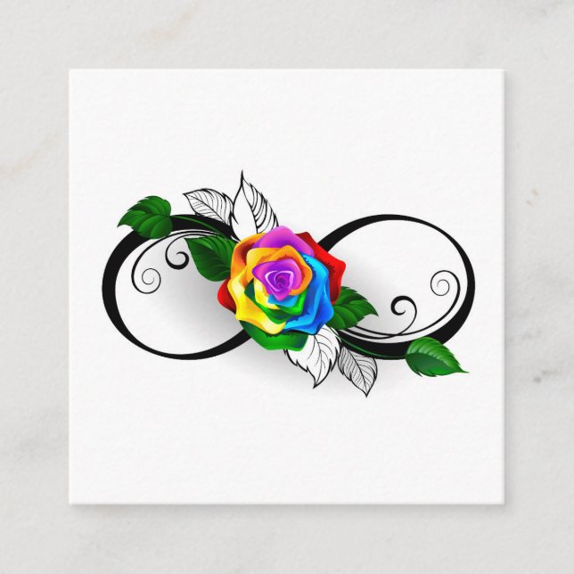 Infinity Symbol with Rainbow Rose Enclosure Card (Front)