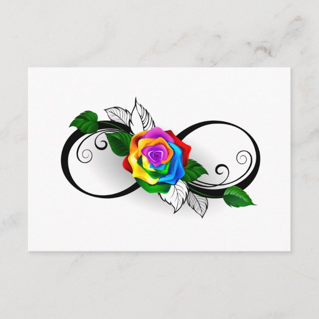 Infinity Symbol with Rainbow Rose Enclosure Card (Front)