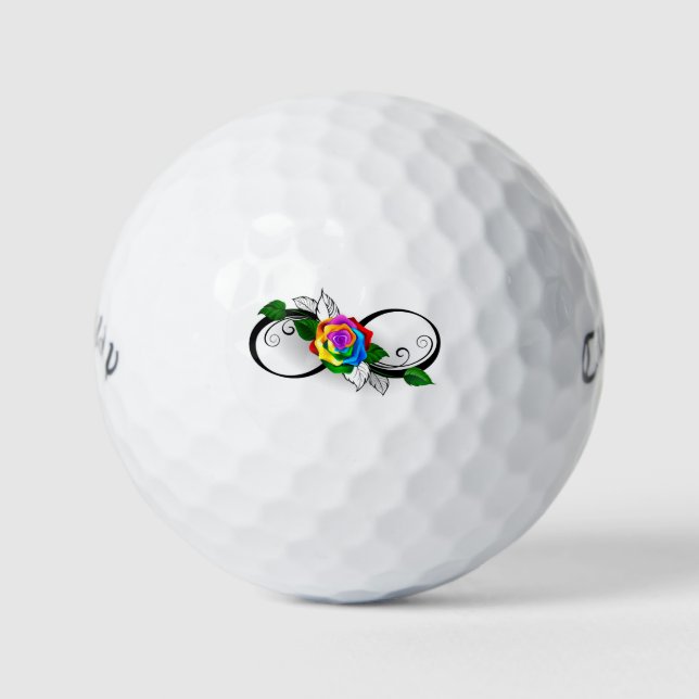 Infinity Symbol with Rainbow Rose Golf Balls (Front)