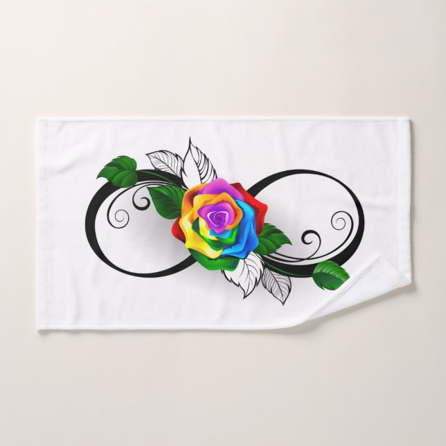 Infinity Symbol with Rainbow Rose Hand Towel (Hand Towel)