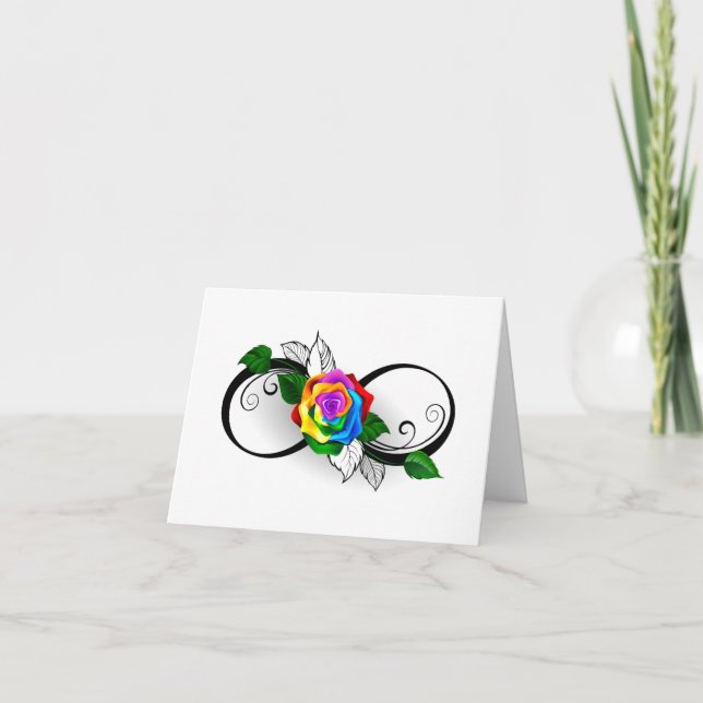 Infinity Symbol with Rainbow Rose Holiday Card (Front)